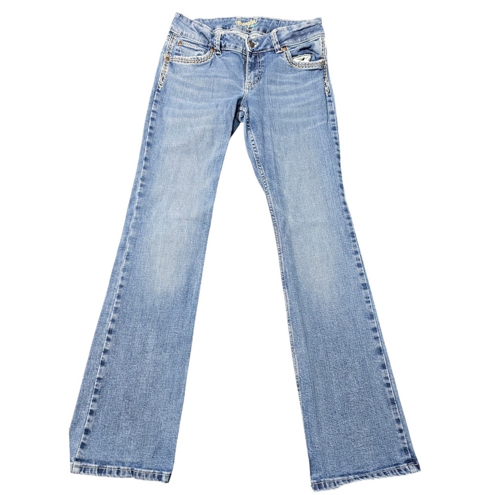 Wrangler Retro Sadie‎ Jeans Women 32 7 x 34 Low-Rise Stretch Thick Stitch Denim